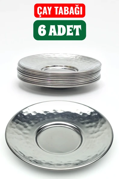 Paslanmaz Çelik Çekiç Dövmeli Çay Tabağı 10 cm – 6 / 12 / 50 / 100’lü Set Seçenekleri ürün görseli 1