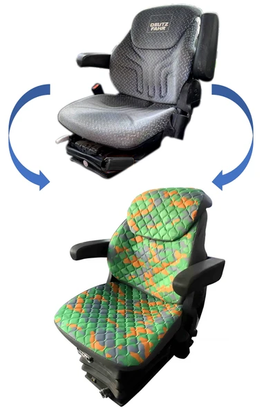 Deutz Fahr Traktör Koltuk Kılıfı-3 Parça- Yeşil Deri- BK3-109 ürün görseli 1