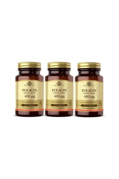 Solgar Folic Acid 400 Mcg 100 Tablet 3 Adet ürün görseli 1