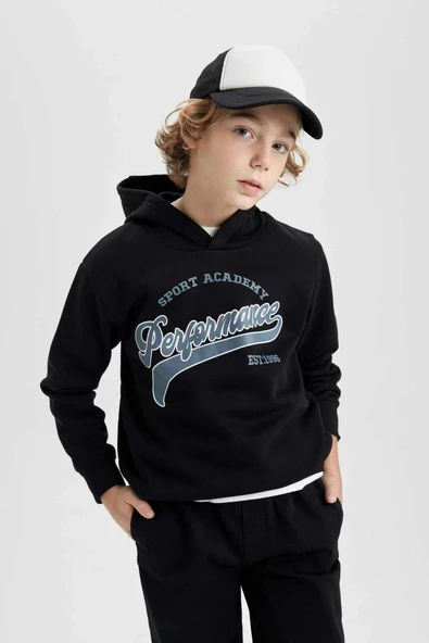 Defacto Erkek Çocuk Kapüşonlu Baskılı Kalın Sweatshirt B9011A823CW ürün görseli 1