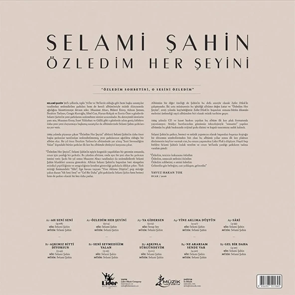 Selami Şahin Özledim Her Şeyini - Plak - Resim 2