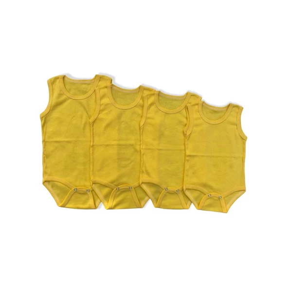 Bebek Basic Ribana Bisiklet Yaka 4lü Atlet Body - Sarı ürün görseli 1