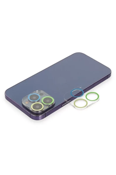 Newface Apple iPhone 12 Pro Renkli Kamera Lens Koruma Cam - Yeşil-Sarı ürün görseli 1