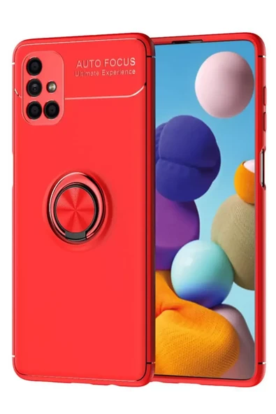 Newface Samsung Galaxy M51 Kılıf Range Yüzüklü Silikon - Kırmızı ürün görseli 1