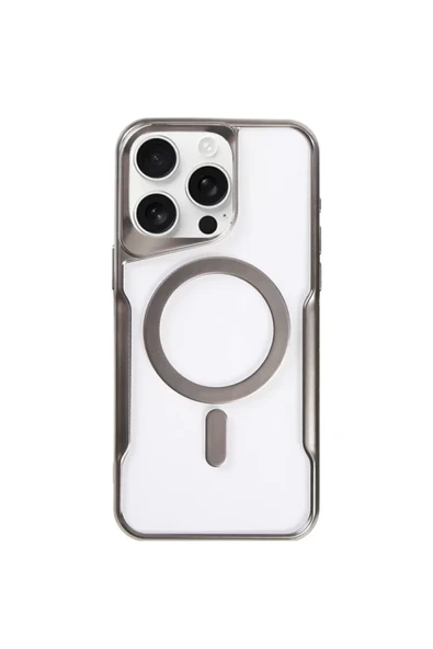 Newface Apple iPhone 14 Pro Kılıf Boyi Magsafe Silikon Kapak - Titan Gri ürün görseli 1