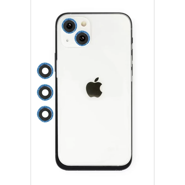 Newface Apple iPhone 14 Shine Kamera Lens - Mavi - Resim 2