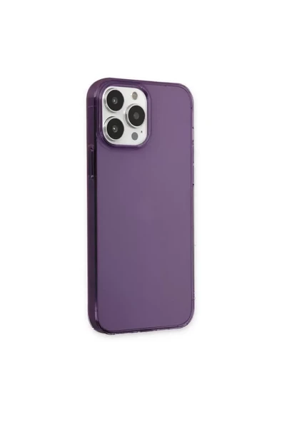 Newface Apple iPhone 13 Pro Max Kılıf Pc Sert Şeffaf Kapak - Mor - Resim 2