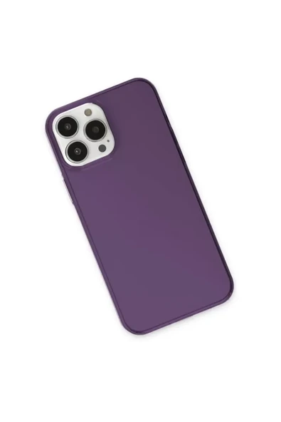 Newface Apple iPhone 13 Pro Max Kılıf Pc Sert Şeffaf Kapak - Mor - Resim 3