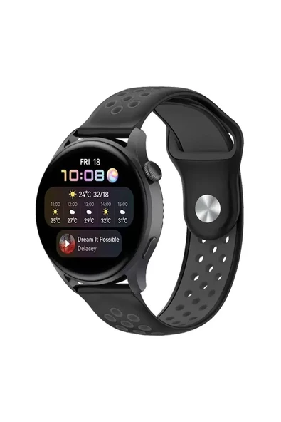 Newface Watch 22mm Spor Delikli Kordon - Siyah-Füme ürün görseli 1