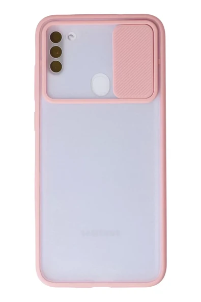 Newface Samsung Galaxy A11 Kılıf Palm Buzlu Kamera Sürgülü Silikon - Pembe ürün görseli 1