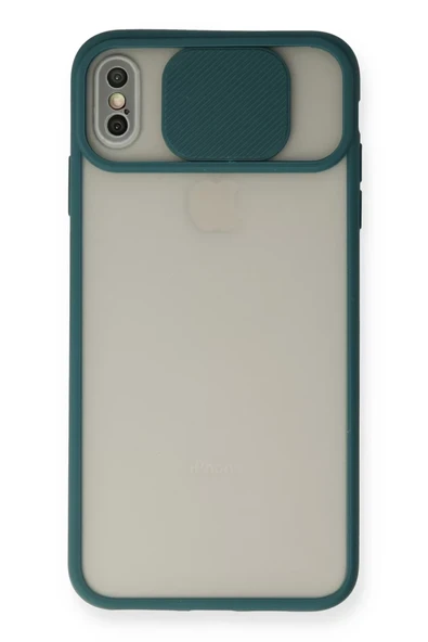 Newface Apple iPhone XS Max Kılıf Palm Buzlu Kamera Sürgülü Silikon - Yeşil ürün görseli 1