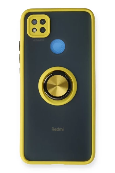 Newface Xiaomi Redmi 9C Kılıf Montreal Yüzüklü Silikon Kapak - Sarı ürün görseli 1