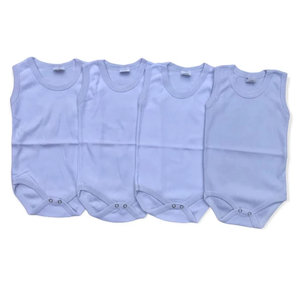 Bebek Basic Ribana Bisiklet Yaka 4lü Atlet Body -Beyaz ürün görseli 1