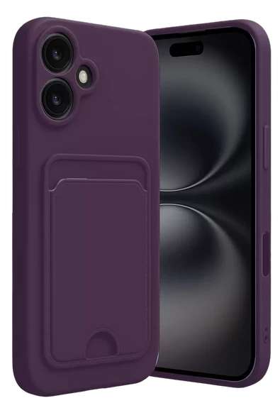 Newface Apple iPhone 16 Kılıf Kelvin Kartvizitli Silikon - Derin Mor ürün görseli 1