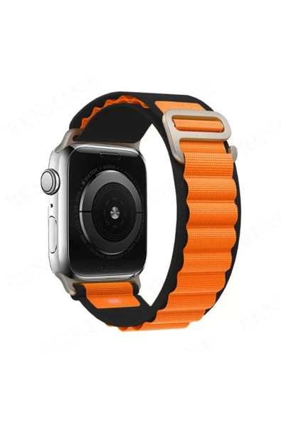 Newface Apple Watch Ultra 49mm Mountain Kordon - Siyah-Turuncu ürün görseli 1