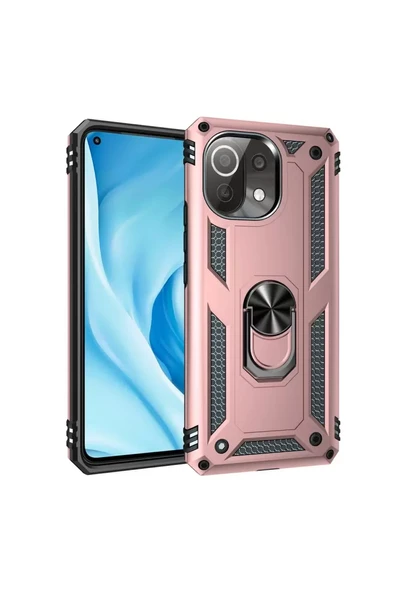 Newface Xiaomi Mİ 11 Lite Kılıf Sofya Yüzüklü Silikon Kapak - Rose ürün görseli 1