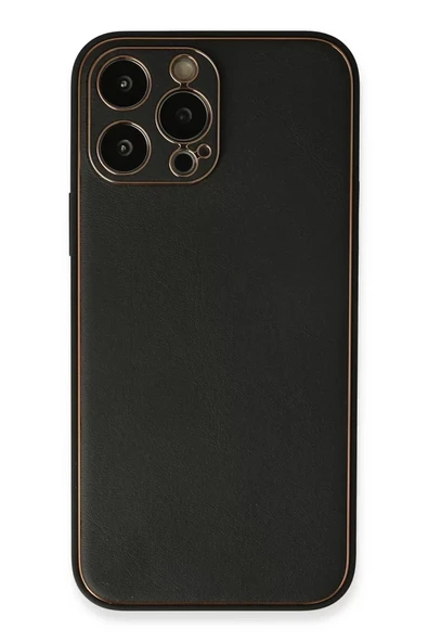 Newface Apple iPhone 13 Pro Max Kılıf Coco Deri Silikon Kapak - Siyah ürün görseli 1
