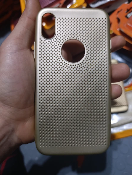 iPhone x / xs uyumlu silikon kılıf delikli gold 2 adet ürün görseli 1
