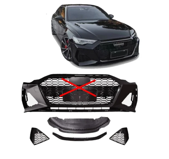 Audi A6 Rs6 Lci Ön Tampon Komple Set 2017-2019 arası uyumlu Panjursuz ürün görseli 1