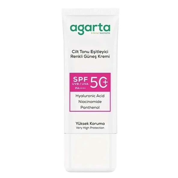 Agarta Cilt Tonu Eşitleyici Renkli Kapatıcı Etkili Spf+50 Faktör Güneş Kremi 50 ML ürün görseli 1