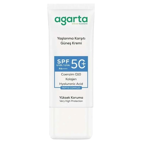 Agarta Yaşlanma Karşıtı Collagen Destekli Spf+50 Faktör Yüz Güneş Kremi 50 ML ürün görseli 1