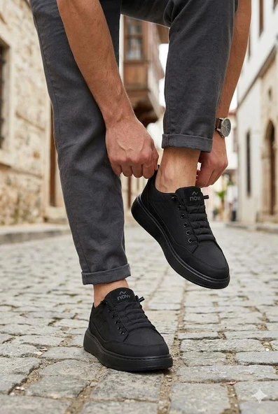 Fort Lukas Noka Rahat Hafif Lastik Bağcıklı Keten Sneaker Erkek Ayakkabı ürün görseli 1