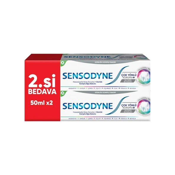 Sensodyne Diş Macunu Çok Yönlü Koruma Gelişmiş Beyazlık 50 ml 2li ürün görseli 1