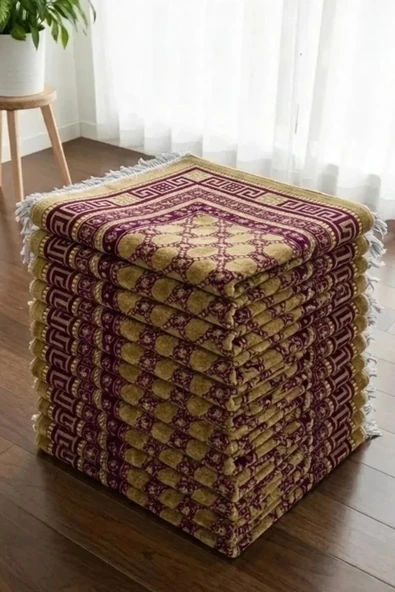 10 Adet Kadife Seccade Eflatun (70cmx110cm 400gr) Hac Ve Umre Hediyesi ürün görseli 1
