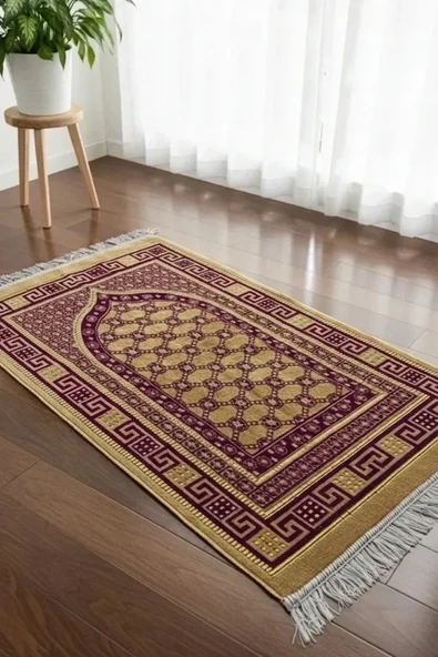 Kadife Püsküllü Seccade Eflatun ürün görseli 1