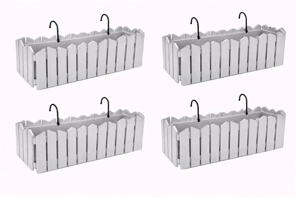 OZN-616 Efes Askılı Balkon Saksı Takımı 4 Adet 9 Litre No:2 Gri ürün görseli 1