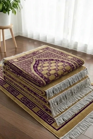 5 Adet Kadife Seccade Eflatun (70cmx110cm 400gr) Hac Ve Umre Hediyesi ürün görseli 1