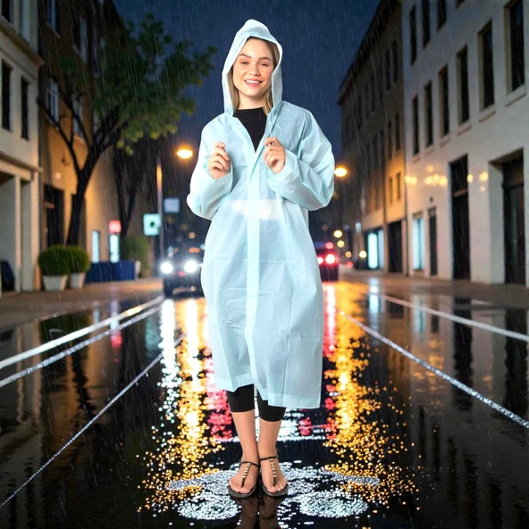 1 ADET YÜKSEK KALİTE BEYAZ YAĞMURLUK KIZ ERKEK YAĞMURLUK ŞAPKALI ÇITÇITLI YAĞMURLUK UNISEX RAIN COAT ürün görseli 1