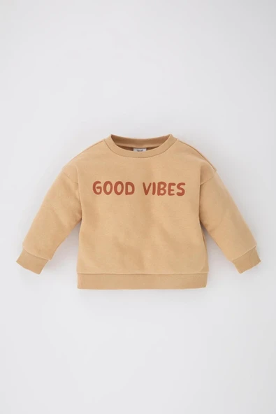 Defacto Erkek Bebek Slogan Baskılı İçi Yumuşak Tüylü Sweatshirt A7391a523au ürün görseli 1