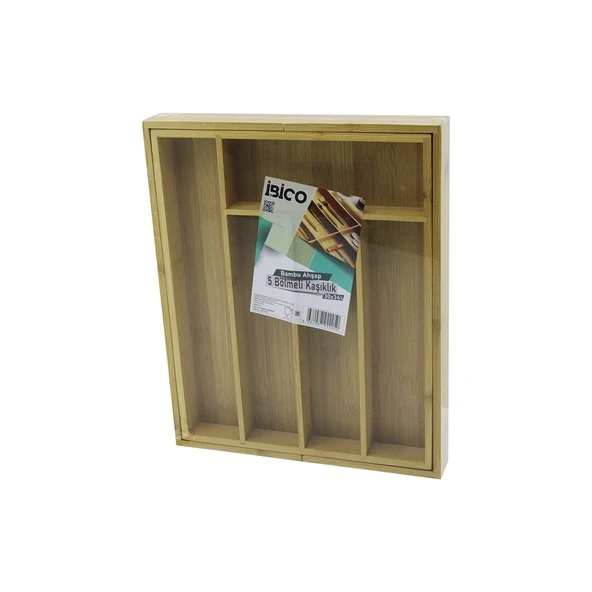 5 BÖLMELİ AHŞAP BAMBU KAŞIKLIK  30X34CM (5250) ürün görseli 1