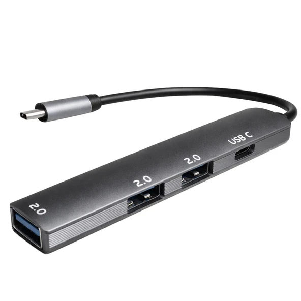 Fully S-802K 4'Ü 1 Arada USB-A Type-C Hub Dönüştürücü Alüminyum Gövde Ultra İnce Tasarım ürün görseli 1