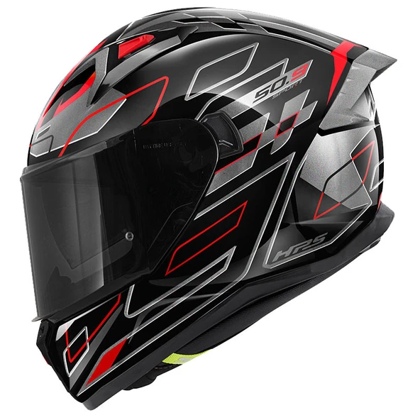 Givi 50.9 Assault Kapalı Motosiklet Kaskı Siyah - Titanyum - Kırmızı ürün görseli 1