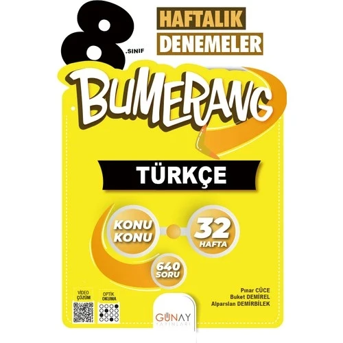 Günay 8.Sınıf Türkçe 32 Haftalık Denemeler Bumerang ürün görseli 1