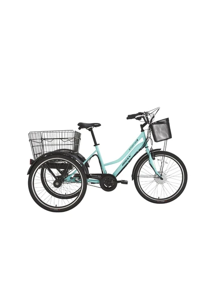 BİSAN E-PORTER L ÜÇ TEKERLİ ELEKTRİKLİ BİSİKLET 44CM V 24 JANT NEX.3 VİTES TURKUAZ SİYAH ürün görseli 1