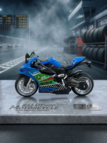1:12 Ölçek Alloy Model Metal Motorsiklet – Sesli ve Işıklı Yarış Canavarı Oyuncak Motor ürün görseli 1
