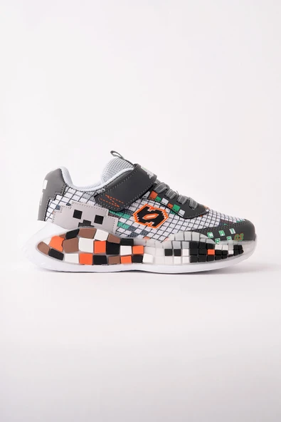 Muggo BLOCK Renkli Blok Tabanlı Cırtlı ve Bağcıklı Çocuk Sneaker Spor Ayakkabı ürün görseli 1