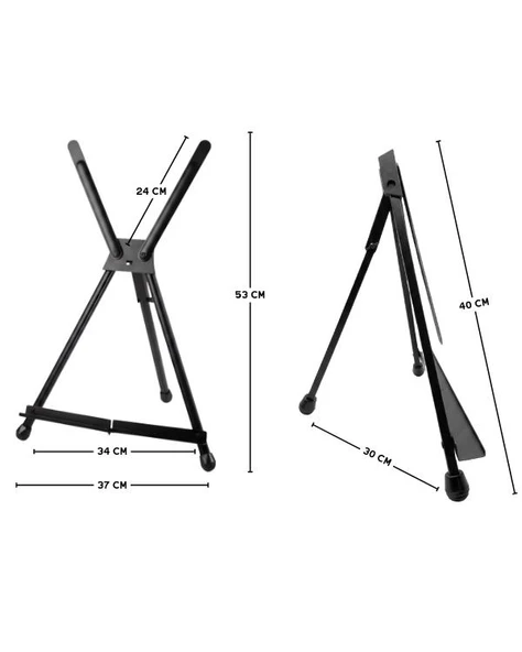 Temel Katlanabilir Metal Masaüstü Şövale Siyah - Resim 3