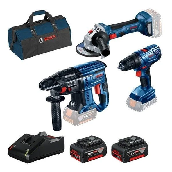 Bosch GBH 180li+GSR 180li+GWS 180li 3Lü Set ürün görseli 1