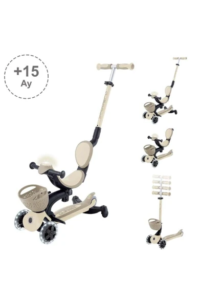 Globber Go Up Baby 360 Işıklı Scooter - Koyu Bej ürün görseli 1