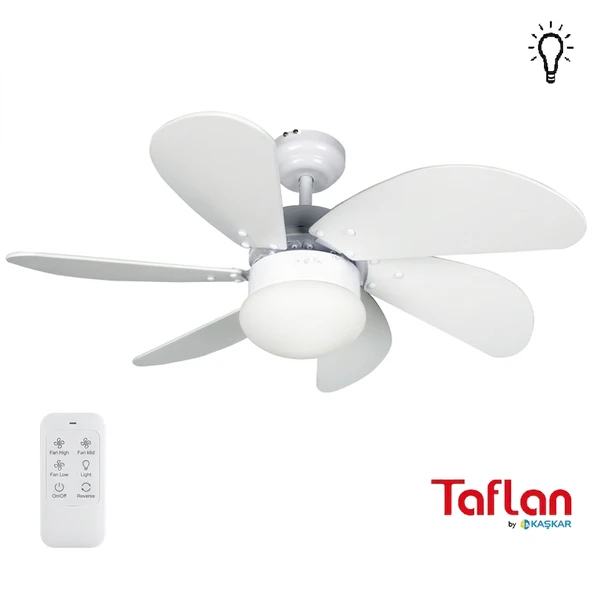 Taflan L36009 RC Beyaz Aydınlatmalı Uzaktan Kumandalı Tavan Vantilatörü ürün görseli 1