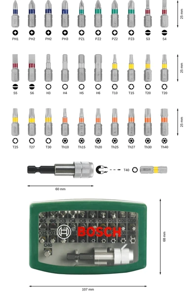 Bosch Vidalama Seti 32 Parça ürün görseli 1