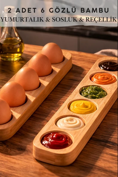 Bambu Yumurtalık 6’lı  Sosluk & Reçellik Seti (2’li)  Kahvaltılık Sunumluk ürün görseli 1
