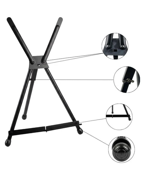Temel Katlanabilir Metal Masaüstü Şövale Siyah - Resim 5
