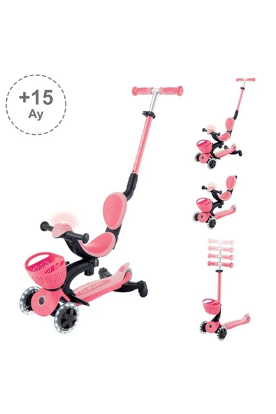 Globber Go Up Baby 360 Işıklı Scooter - Koyu Pastel Pembe ürün görseli 1