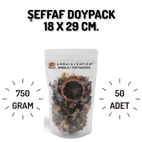 18x29 Şeffaf Doypack - 50 Adet ürün görseli 1