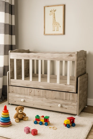 Kaktüs Avm Çekmeceli Sallanır Anne Yanı Bebek Beşiği 50 x 100 ürün görseli 1